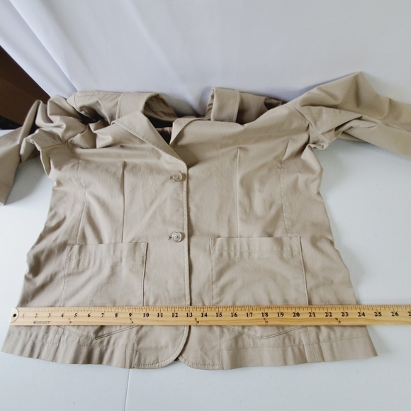 Eddie Bauer Cotton Twill Blazer Size 20 Khaki Button Front Jacket Pockets Preppy - Picture 9 of 15